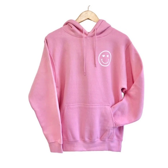 You Are Loved Valentine Pink Smiley Face Hoodie Sweatshirt by The Shop Forward - Picture 4 of 10